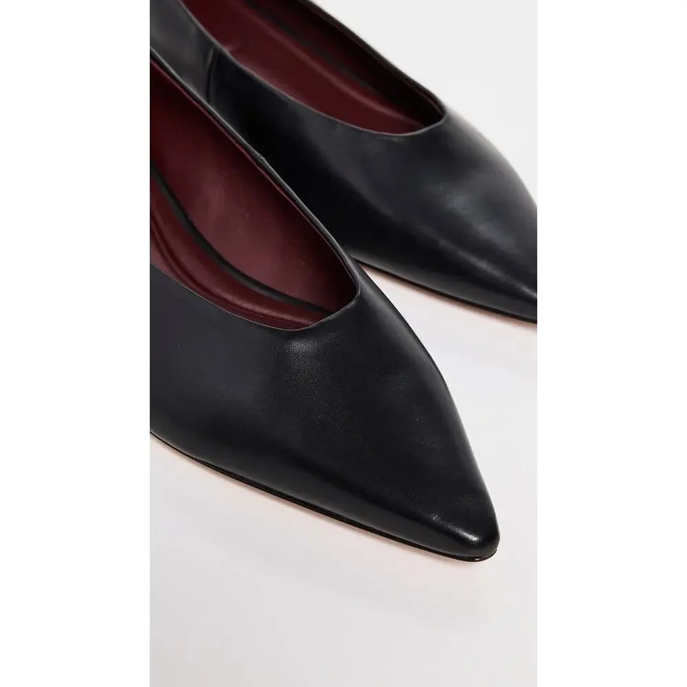 Vince Isabel Black Calfskin Leather Pointed Toe Flats Size 7.5M